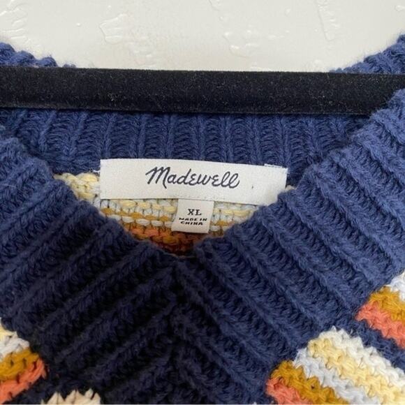 Madewell Arden Striped V Neck Pullover Sweater XL - Picture 5 of 9